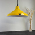 1940s Industrial Pendant Light | Summer Yellow Factory Shade | UK Made