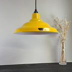 1940s Industrial Pendant Light | Summer Yellow Factory Shade | UK Made