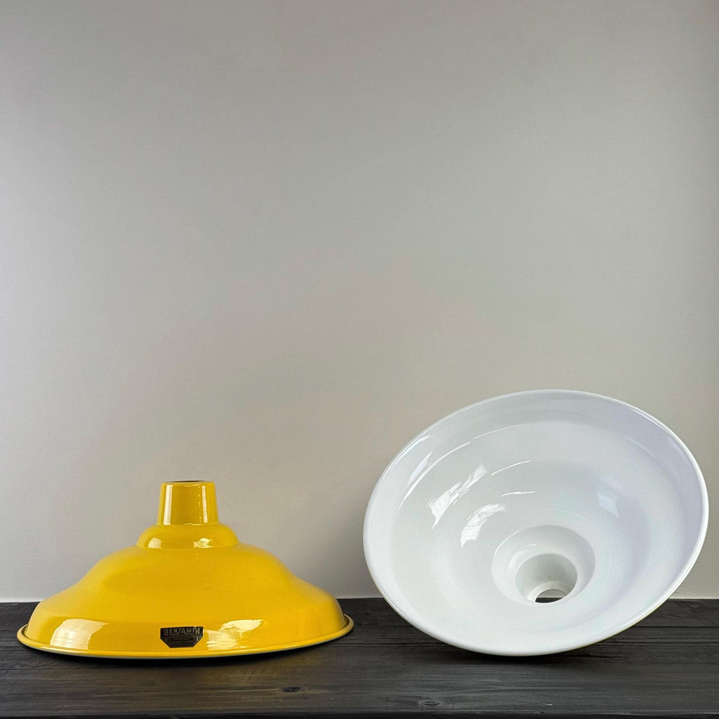 Authentic 1940s Industrial Pendant Light Summer Yellow Factory Shad