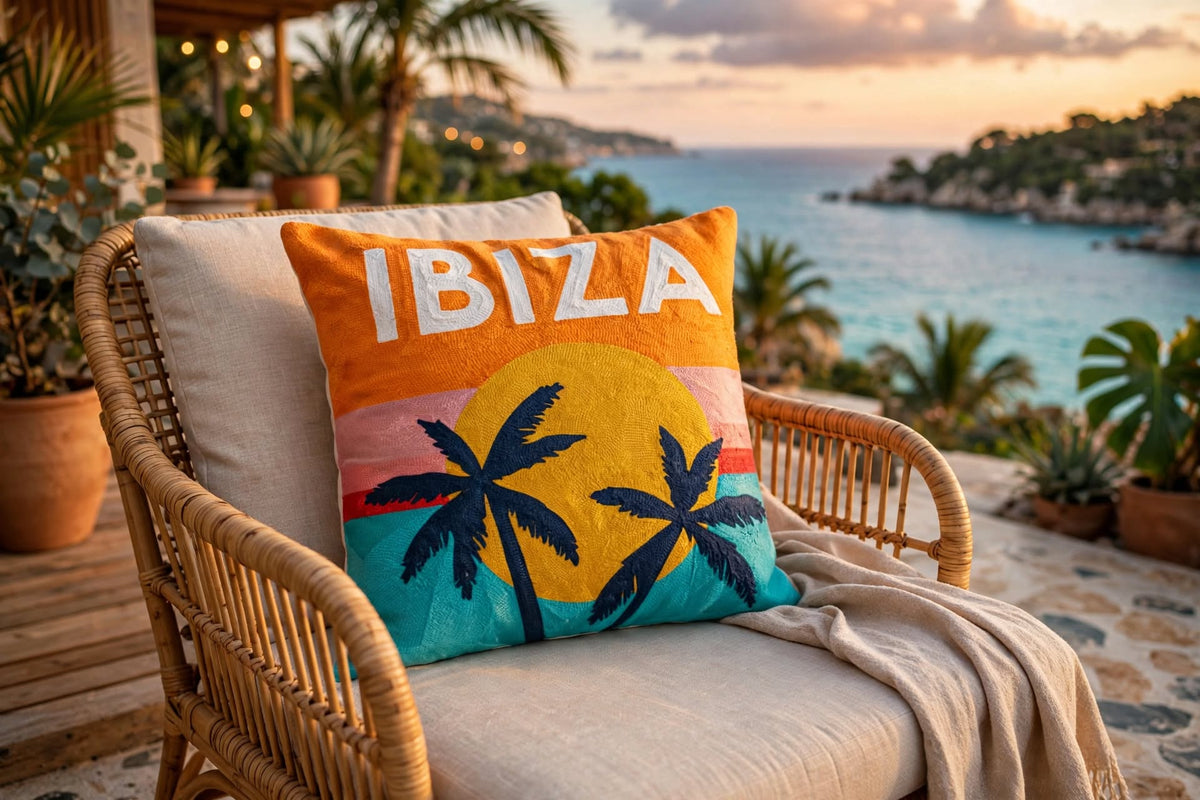 Ibiza Sunset Needlepoint Pillow