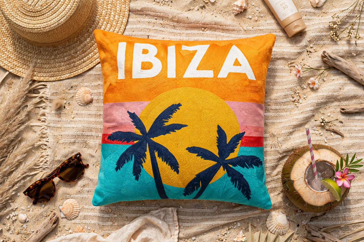 Ibiza Sunset Needlepoint Pillow