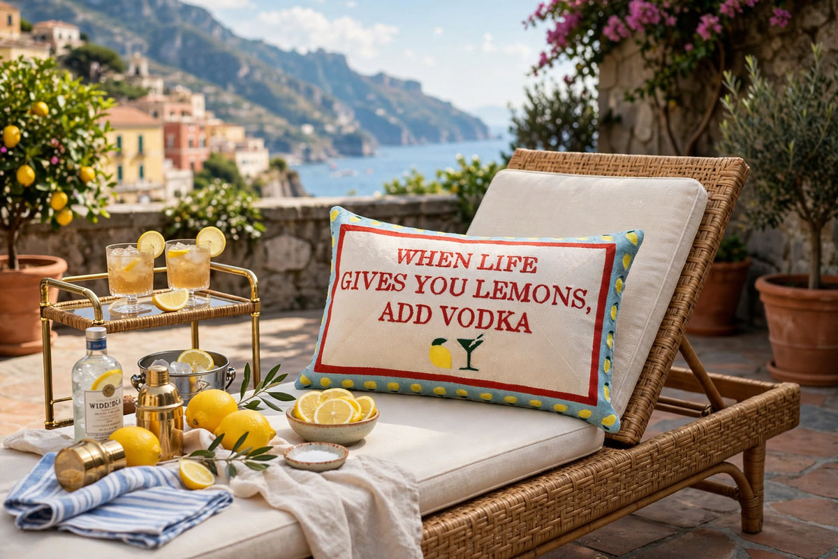 When Life Gives You Lemons Add Vodka Needlepoint Pillow