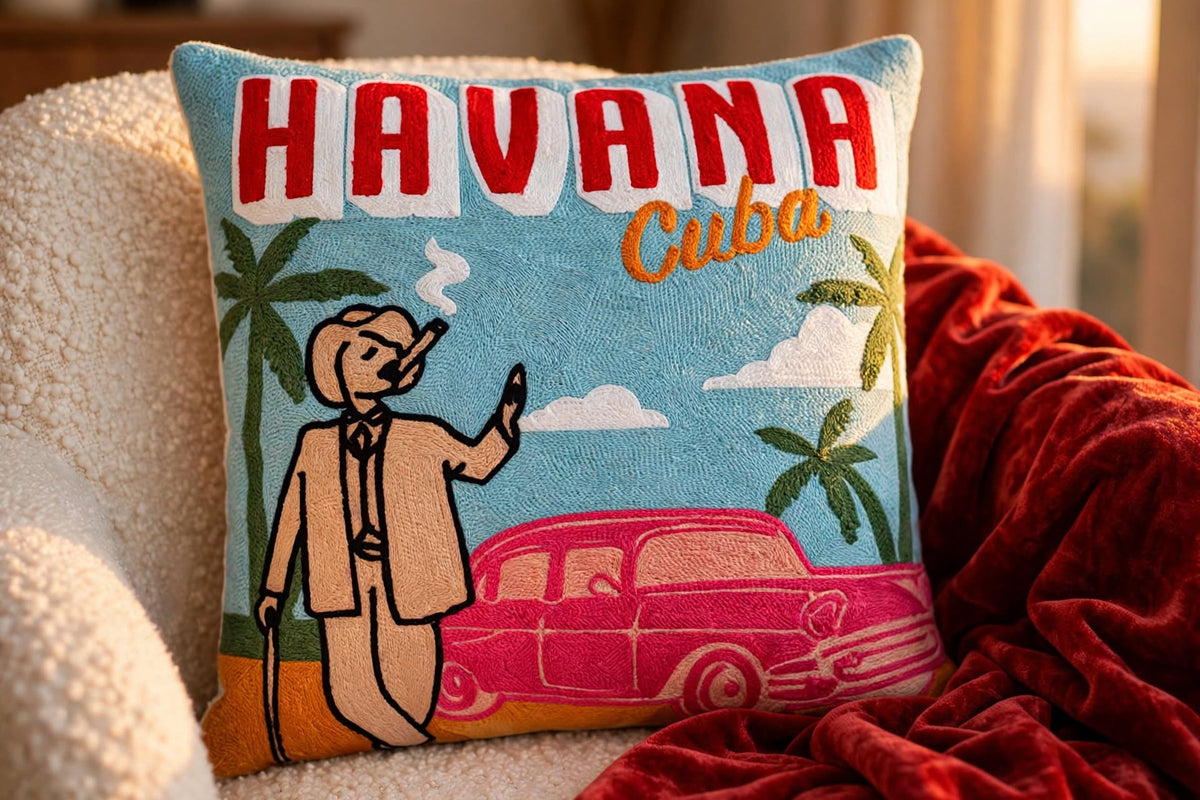 Havana Cuba Needlepoint Pillow