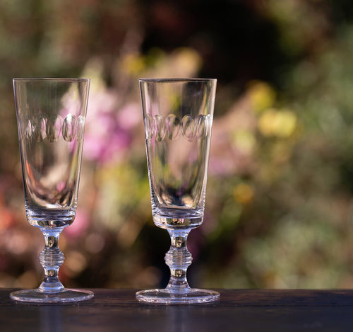 Crystal Champagne Flutes with Lens Design