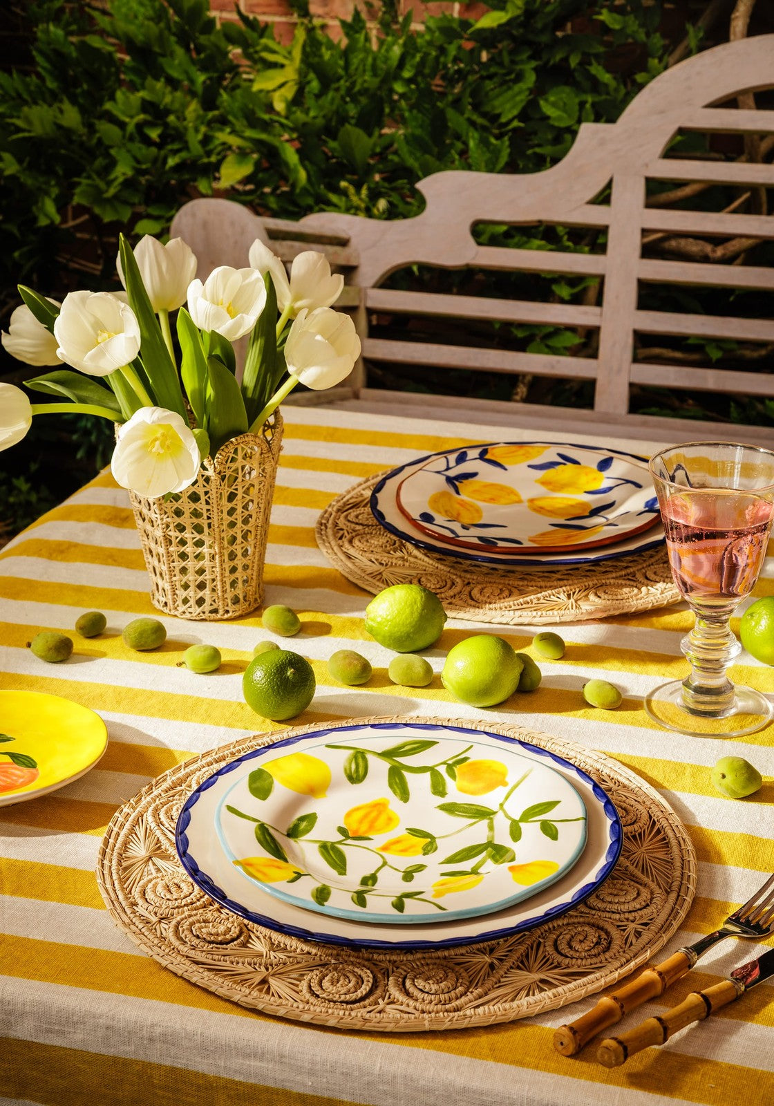 Buds in May Hand-Painted Lunch Plates Inspired by Matisse (Set of 4)