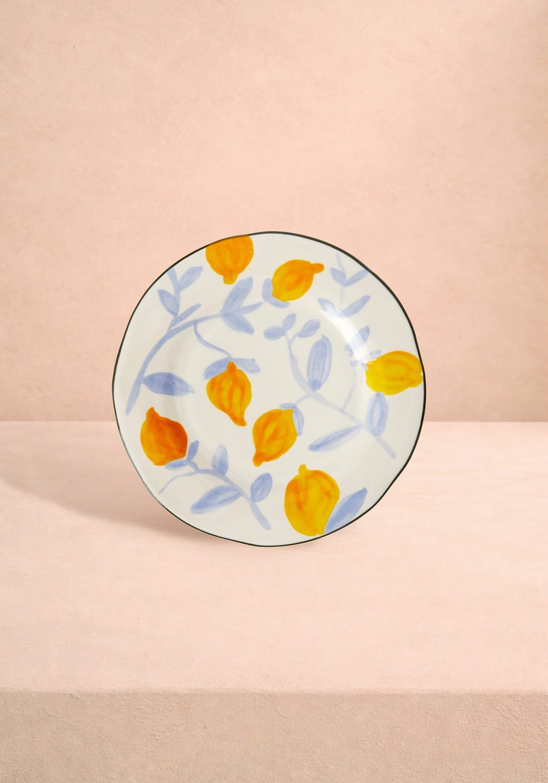 Buds in May Hand-Painted Lunch Plates Inspired by Matisse (Set of 4)