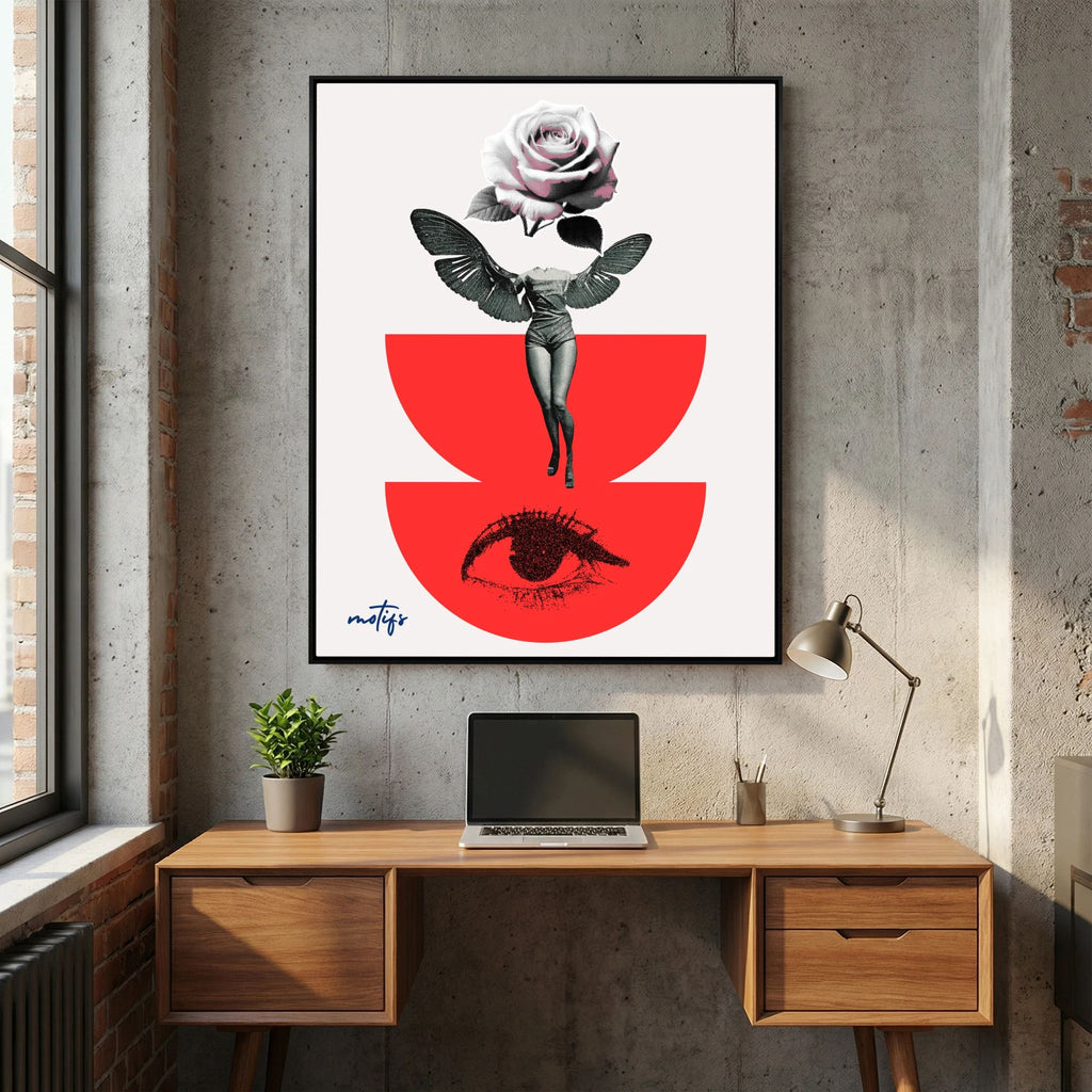 Surrealist Winged Collage Canvas Art  Avant-Garde Wall Decor