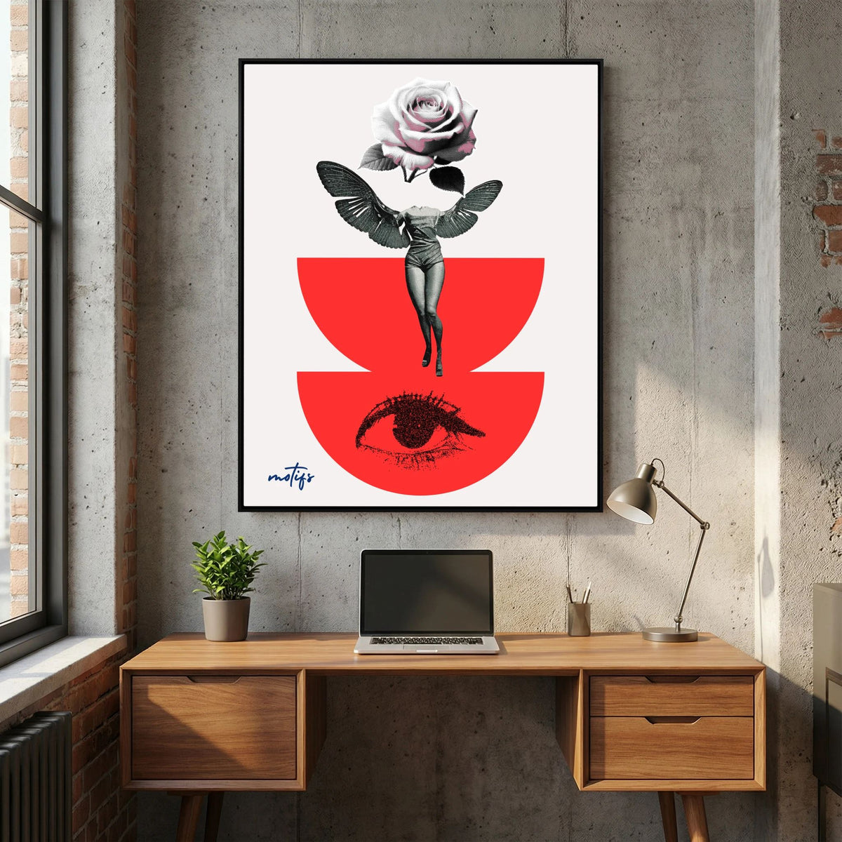 Surrealist Winged Collage Canvas Art  Avant-Garde Wall Decor