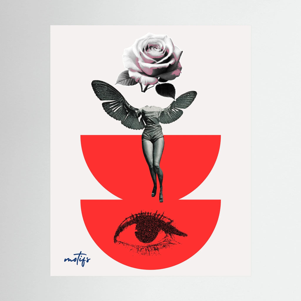 Surrealist Winged Collage Canvas Art  Avant-Garde Wall Decor
