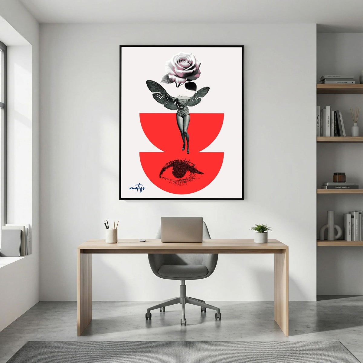 Surrealist Winged Collage Canvas Art  Avant-Garde Wall Decor