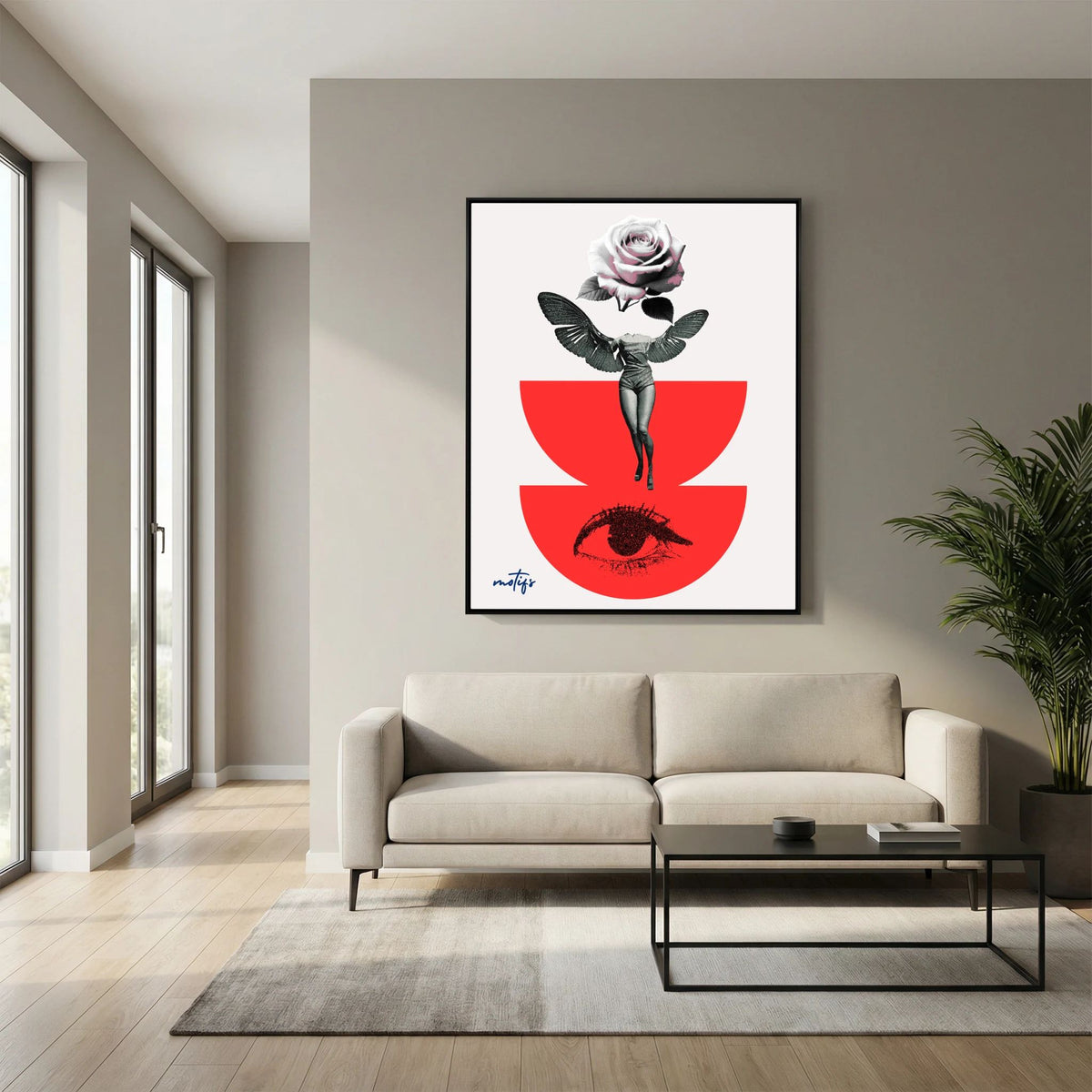 Surrealist Winged Collage Canvas Art  Avant-Garde Wall Decor