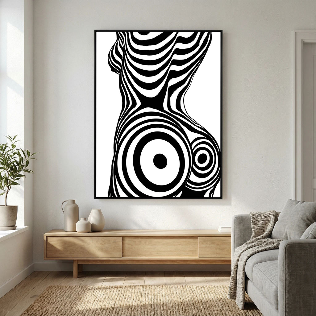 Op Art Nude Silhouette Canvas Black & White Optical Illusion