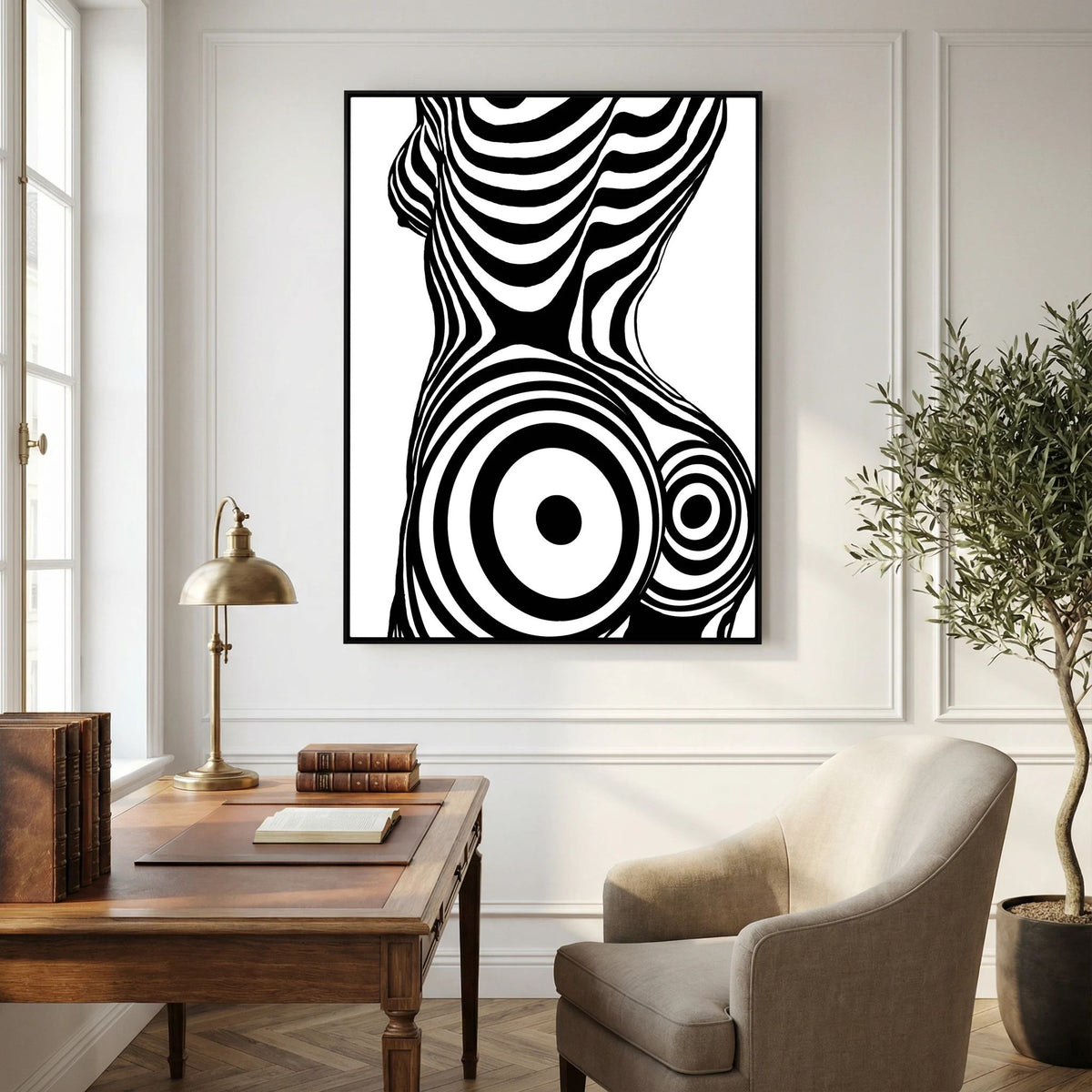 Op Art Nude Silhouette Canvas Black & White Optical Illusion