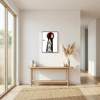 Asian Elegance Stretched Canvas Geisha Profile Art with Red Halo