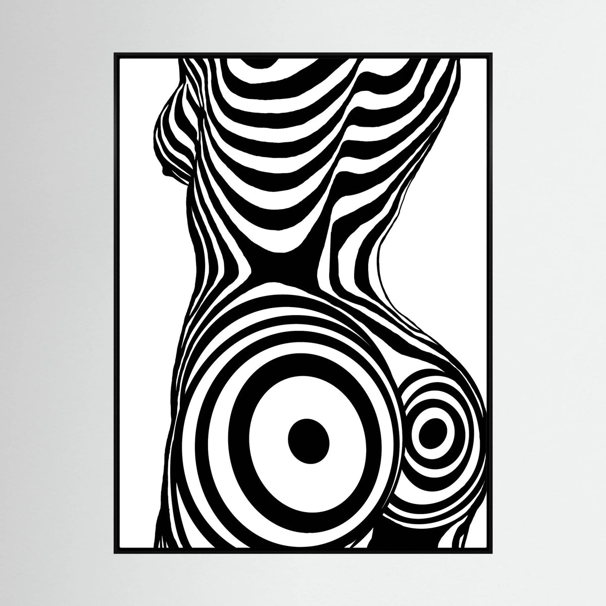 Op Art Nude Silhouette Canvas Black & White Optical Illusion