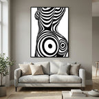 Op Art Nude Silhouette Canvas Black & White Optical Illusion