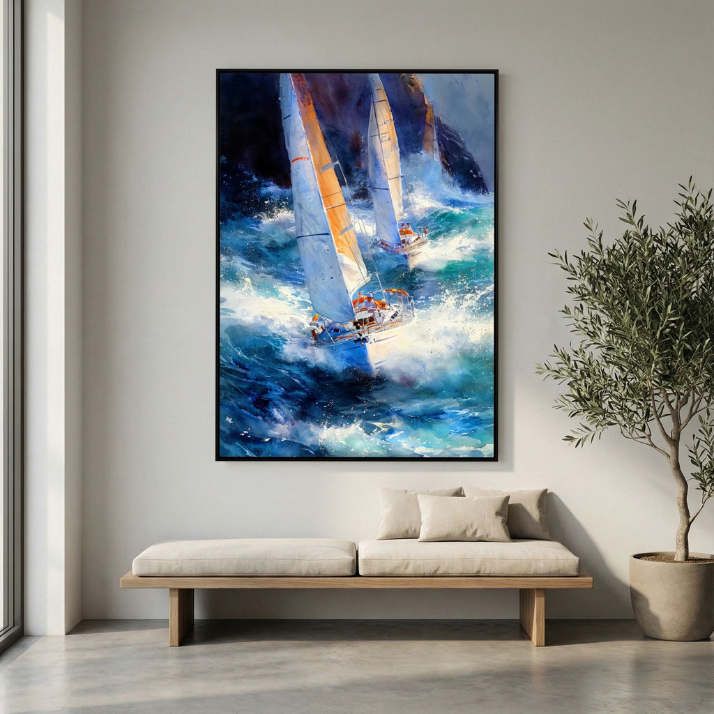 Yacht racing sport art 24 by Justyna Jaszke