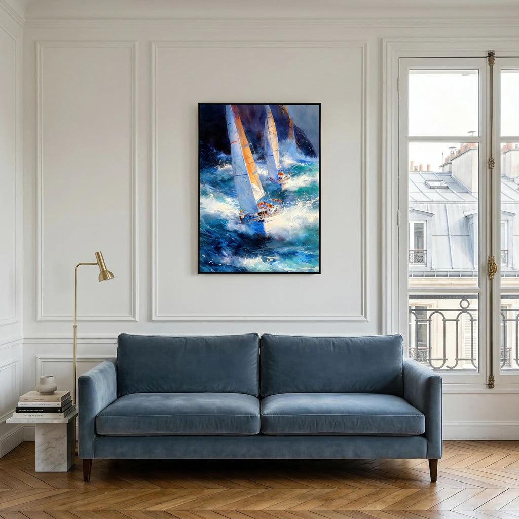 Yacht racing sport art 24 by Justyna Jaszke