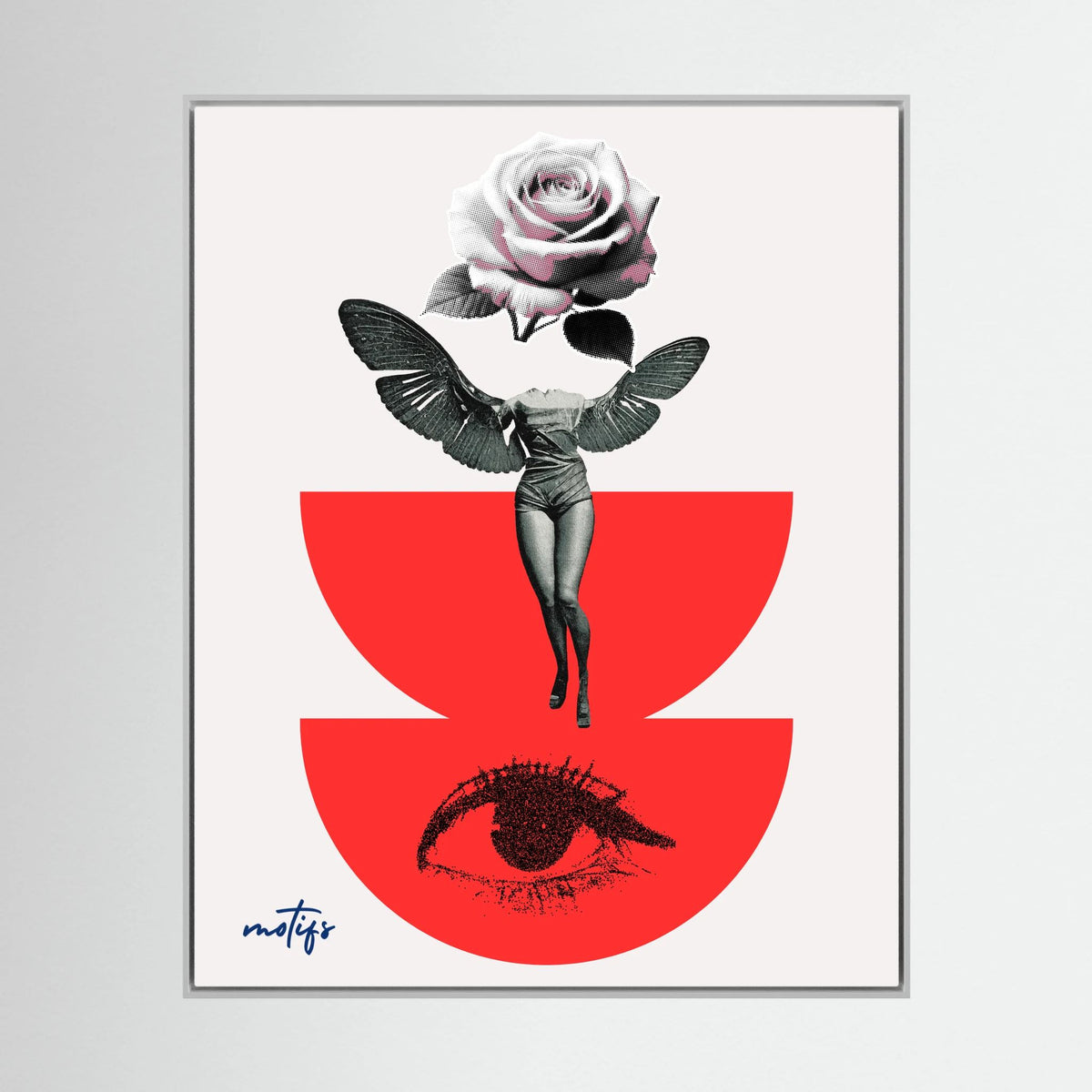 Surrealist Winged Collage Canvas Art  Avant-Garde Wall Decor