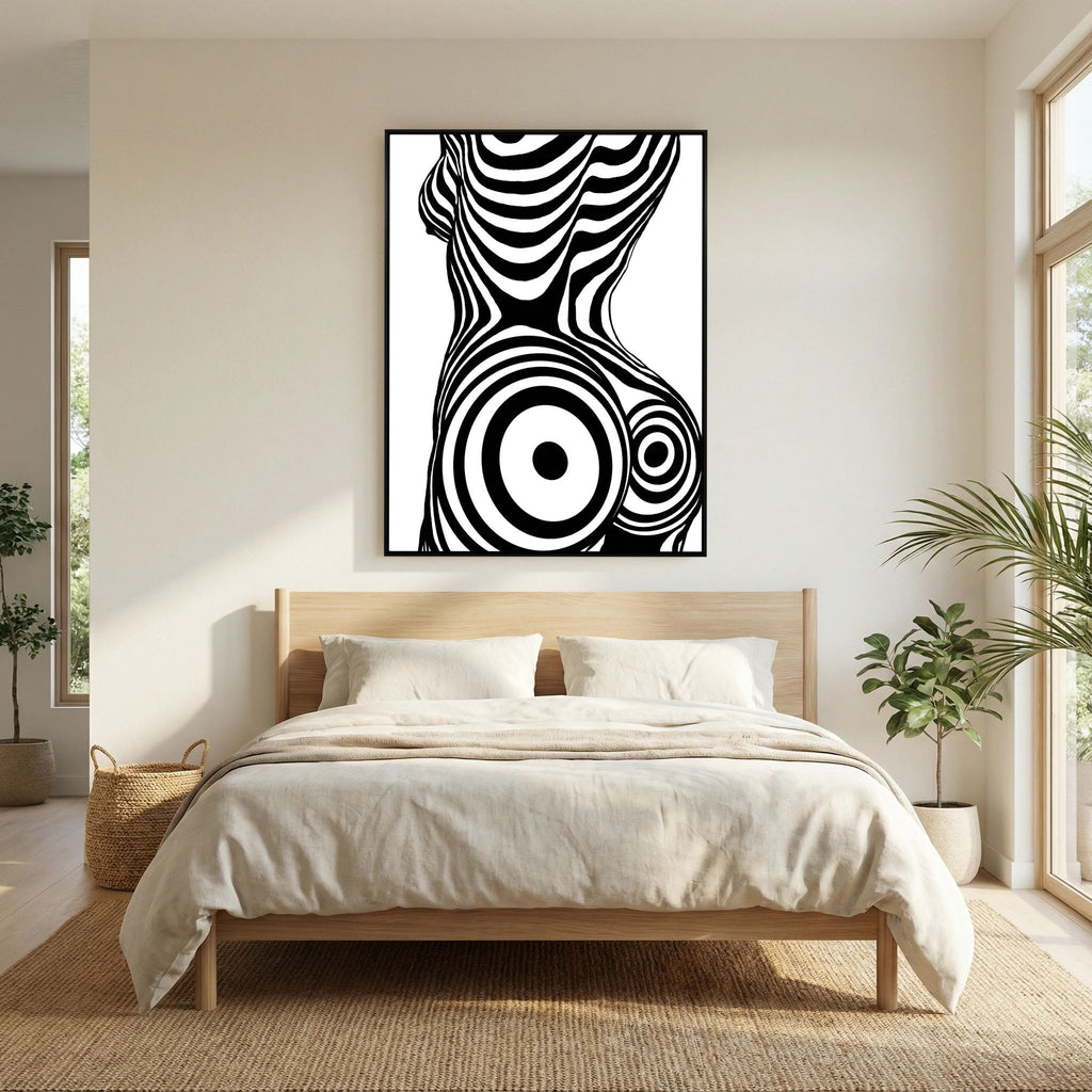Op Art Nude Silhouette Canvas Black & White Optical Illusion