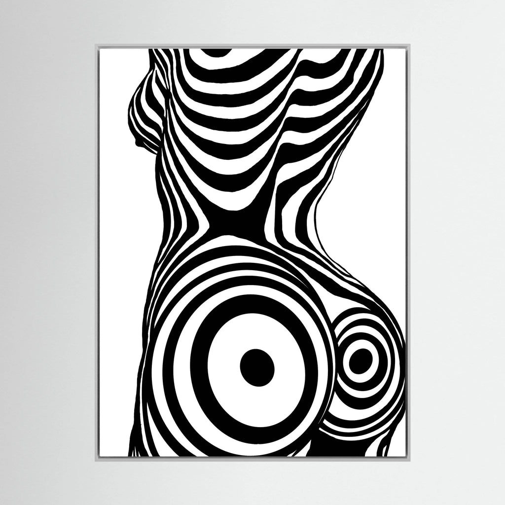 Op Art Nude Silhouette Canvas Black & White Optical Illusion