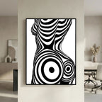 Op Art Nude Silhouette Canvas Black & White Optical Illusion