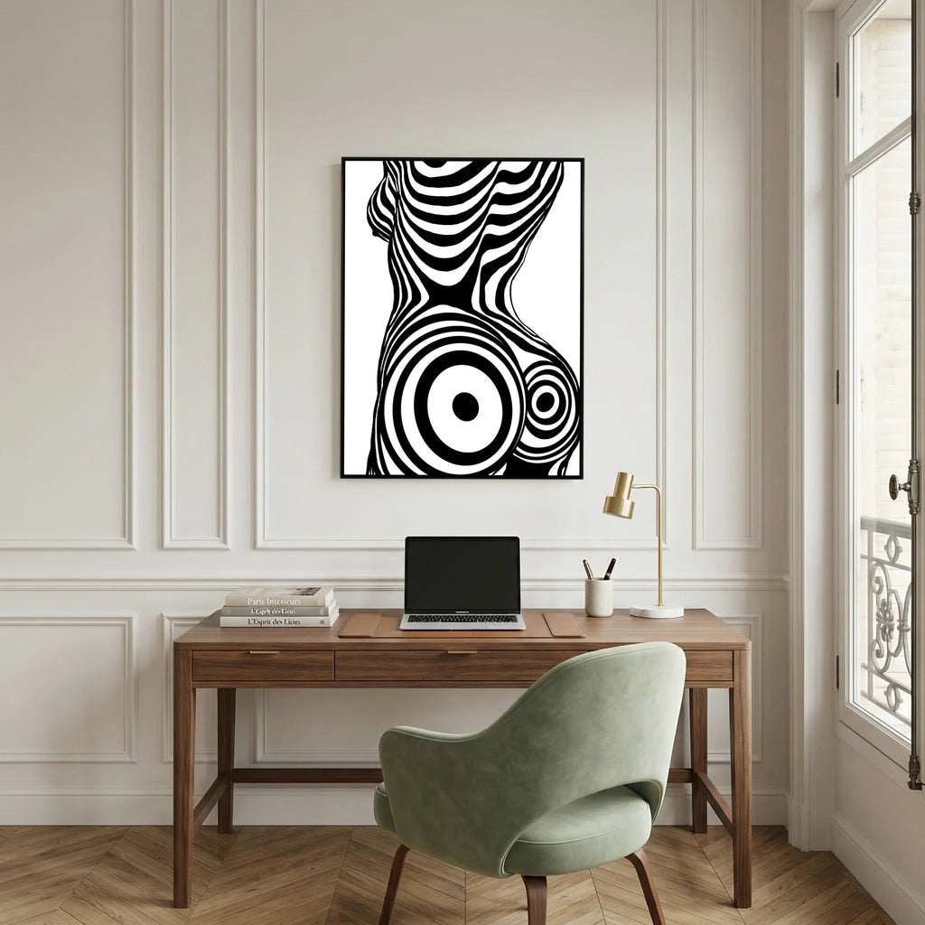 Op Art Nude Silhouette Canvas Black & White Optical Illusion