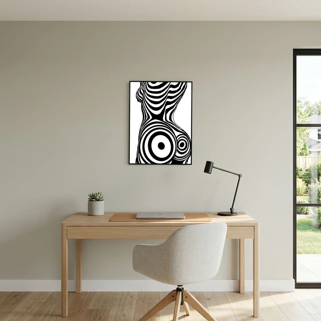 Op Art Nude Silhouette Canvas Black & White Optical Illusion
