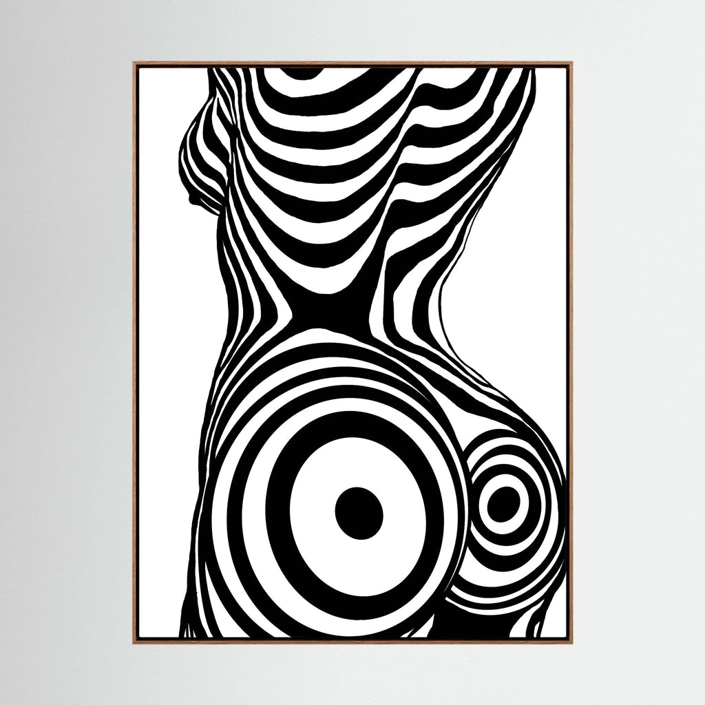 Op Art Nude Silhouette Canvas Black & White Optical Illusion