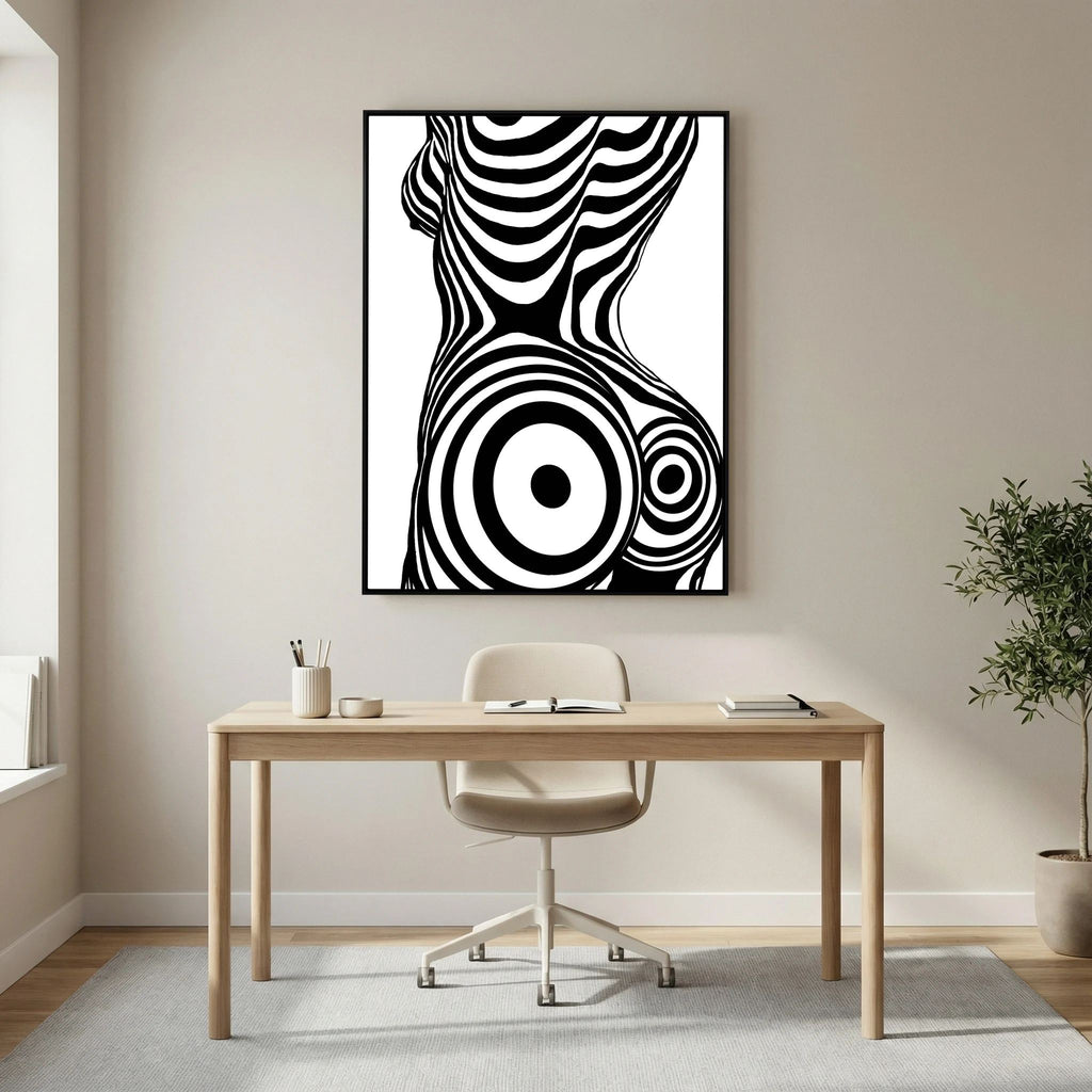 Op Art Nude Silhouette Canvas Black & White Optical Illusion