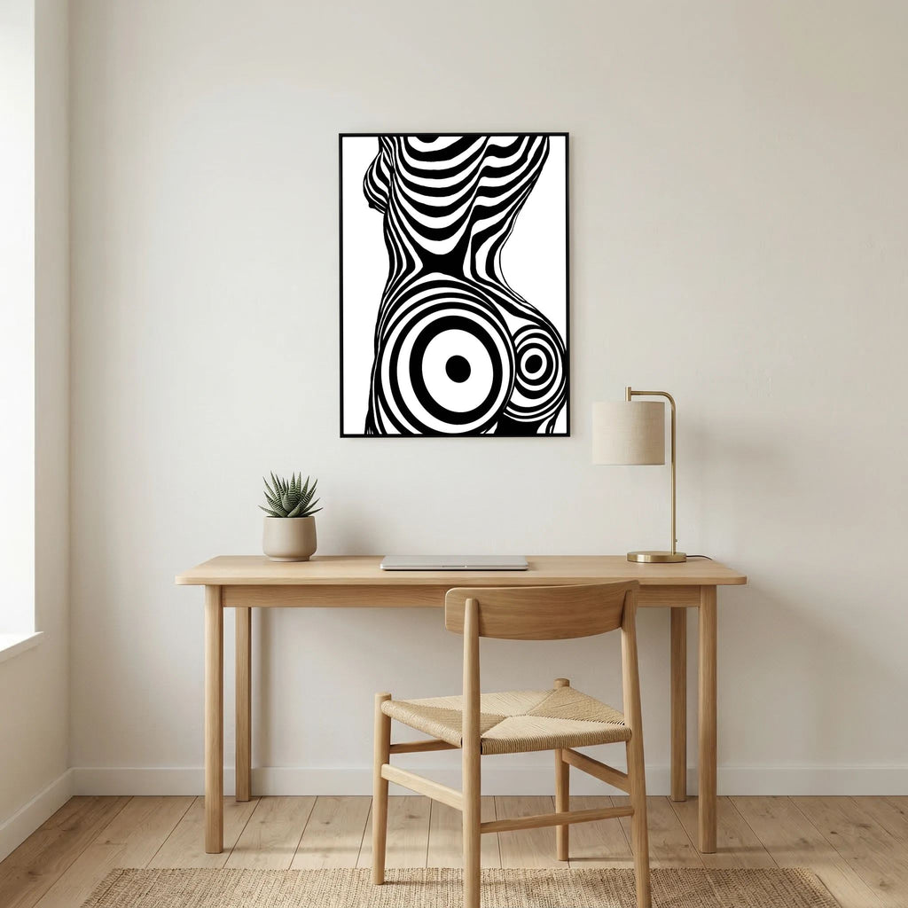 Op Art Nude Silhouette Canvas Black & White Optical Illusion