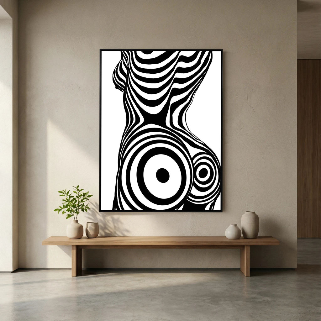 Op Art Nude Silhouette Canvas Black & White Optical Illusion
