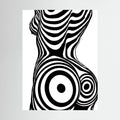 Op Art Nude Silhouette Canvas Black & White Optical Illusion