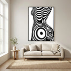 Op Art Nude Silhouette Canvas Black & White Optical Illusion