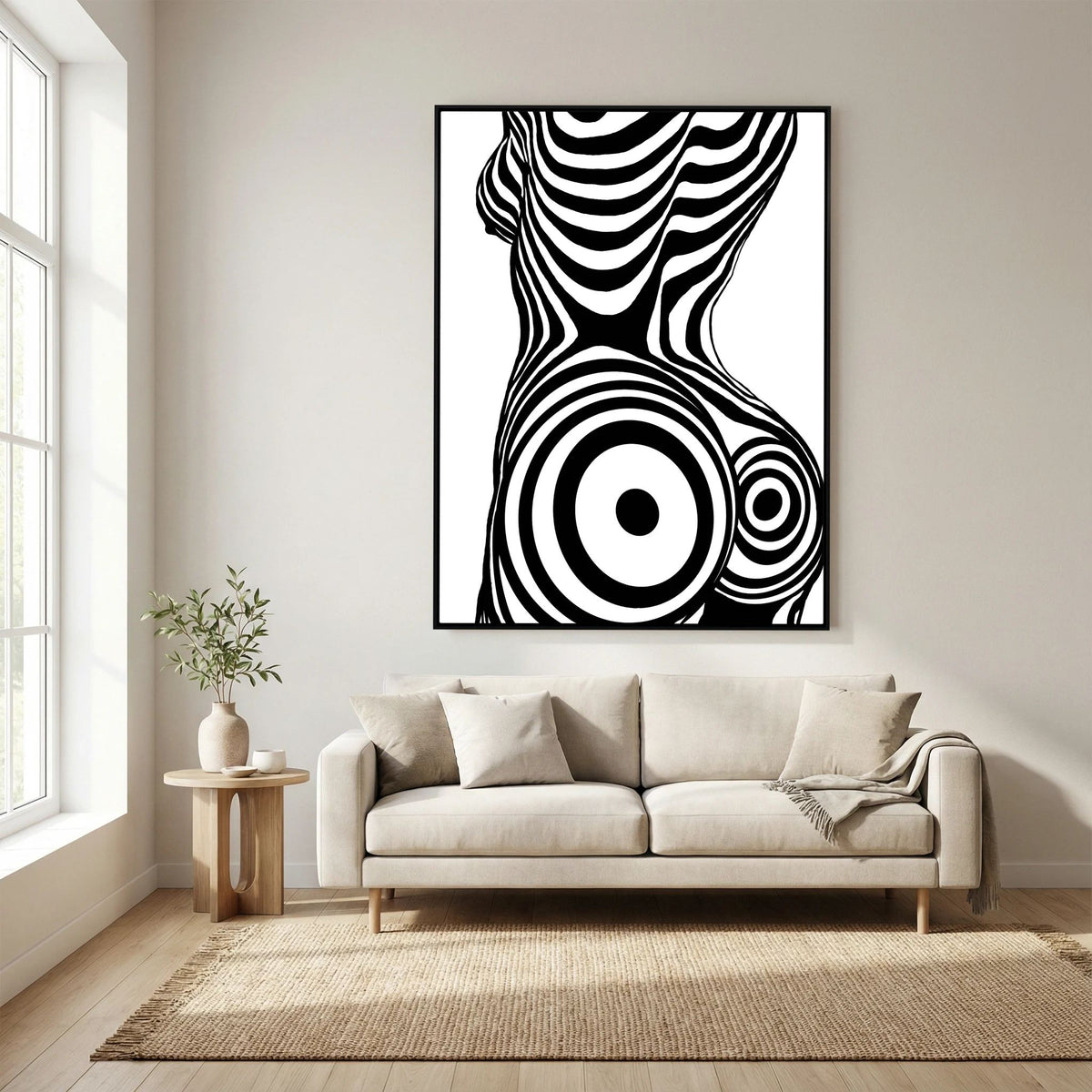 Op Art Nude Silhouette Canvas Black & White Optical Illusion