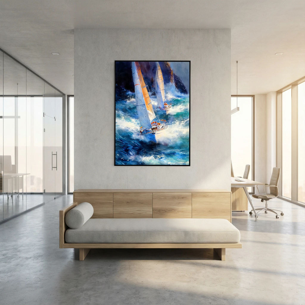 Yacht racing sport art 24 by Justyna Jaszke
