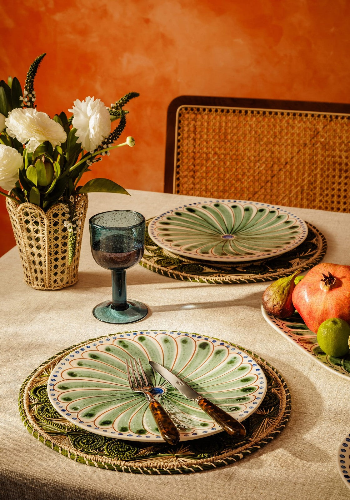 Atlántico Iraca Woven Placemats Olive Green Set of 4