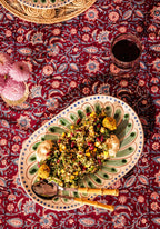 Peacock Green Oval Serving Plate | Hand-Painted Portuguese Ceramic Platter