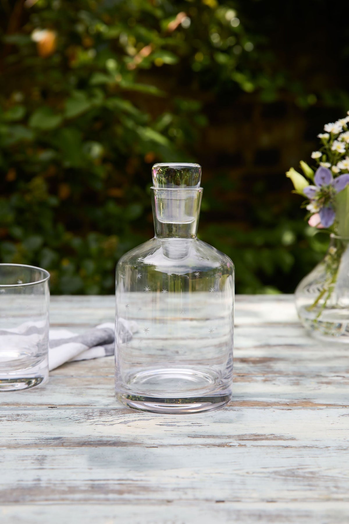 Crystal Decanter with Stars Design  Lead-Free Hand-Blown Glass