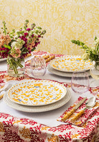 Beatrice Daisy Ceramic Dinner Plates Yellow & Blue Floral Set of 6