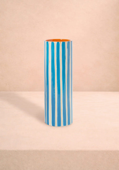 Amalfi Coast Ceramic Vase | Blue & Terracotta Hand-Painted Vase – Motifs Design